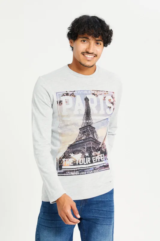 Men Grey Printed Long Sleeve T-Shirt sold by Redtag