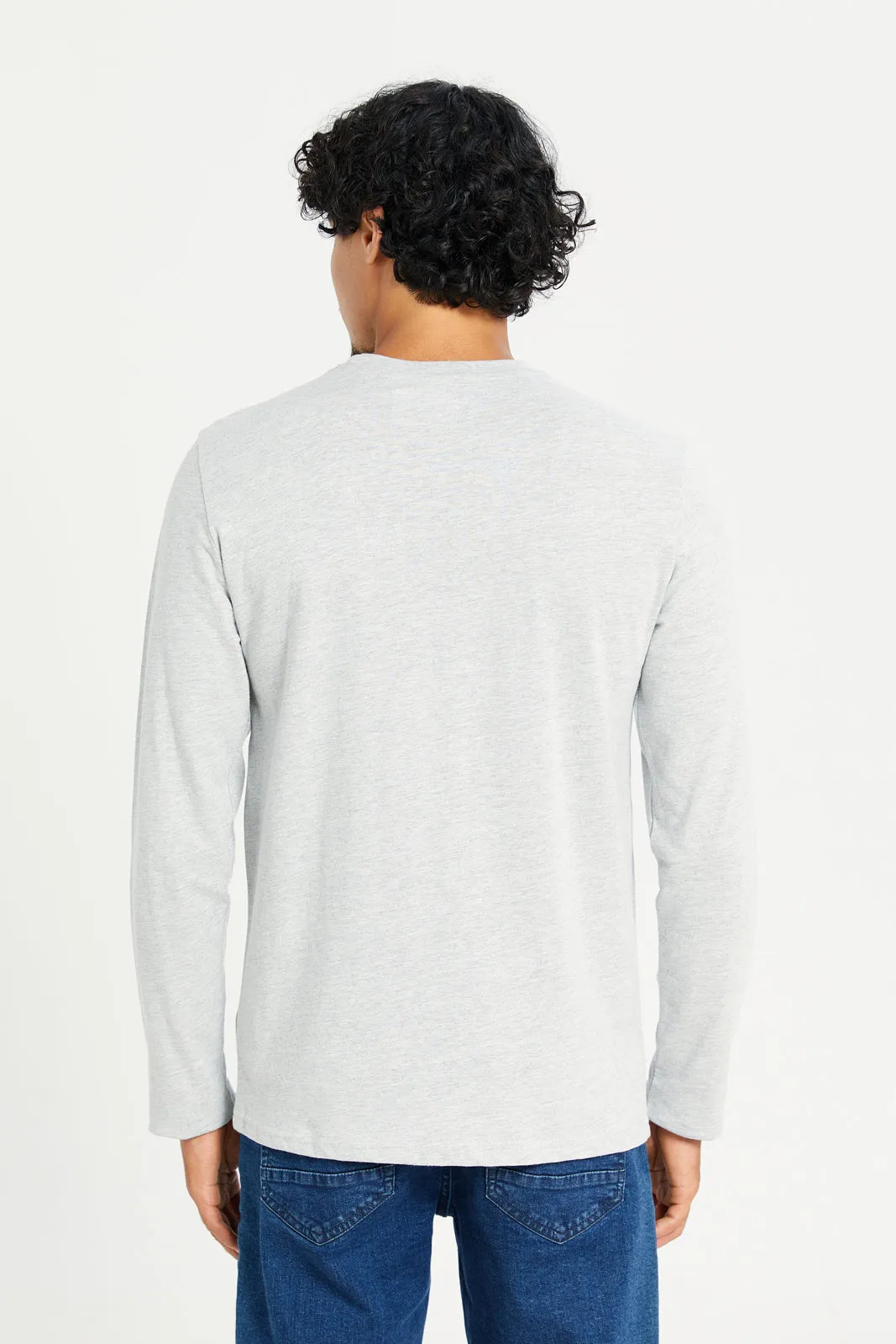 Men Grey Printed Long Sleeve T-Shirt sold by Redtag product image thumbnail 3
