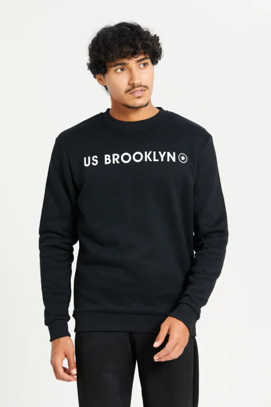 Men Black Crew Neck Sweatshirt sold by Redtag