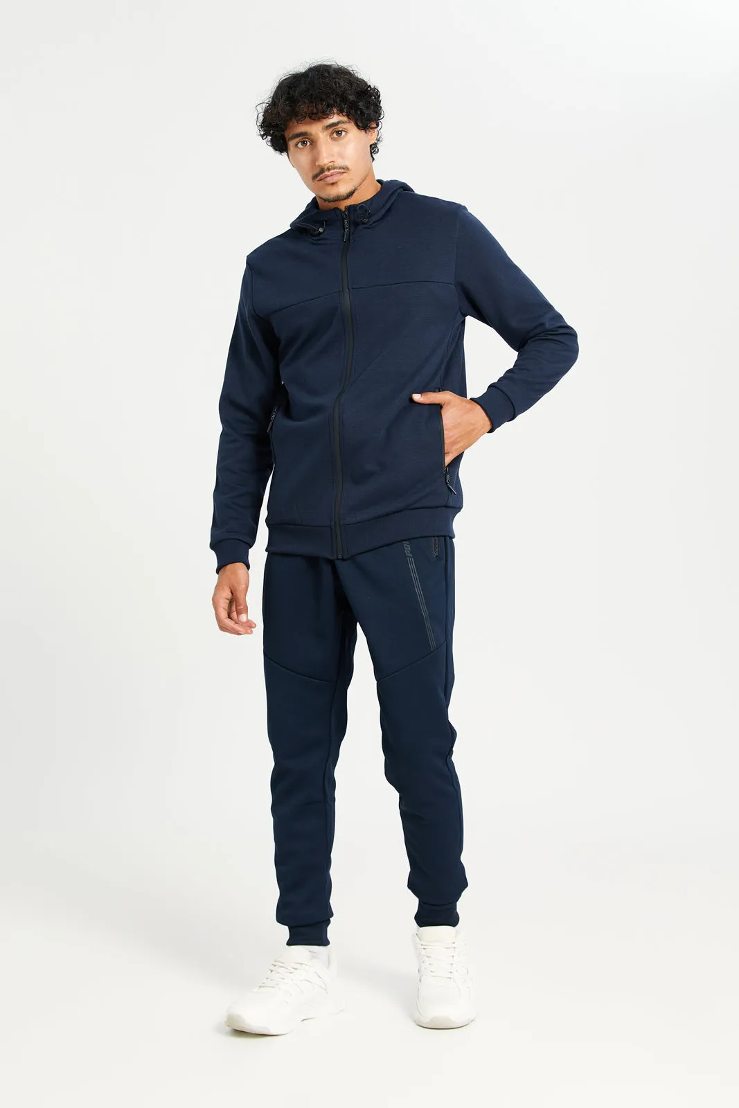 Men Navy Hooded Zip-Through Sweatshirt sold by Redtag product image thumbnail 2