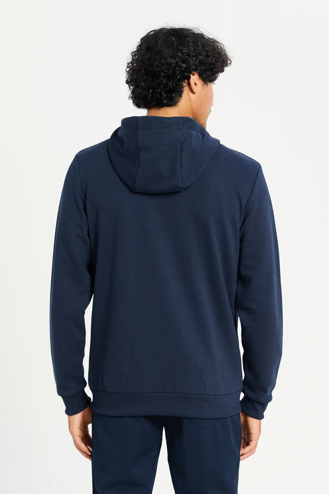 Men Navy Hooded Zip-Through Sweatshirt sold by Redtag product image thumbnail 3