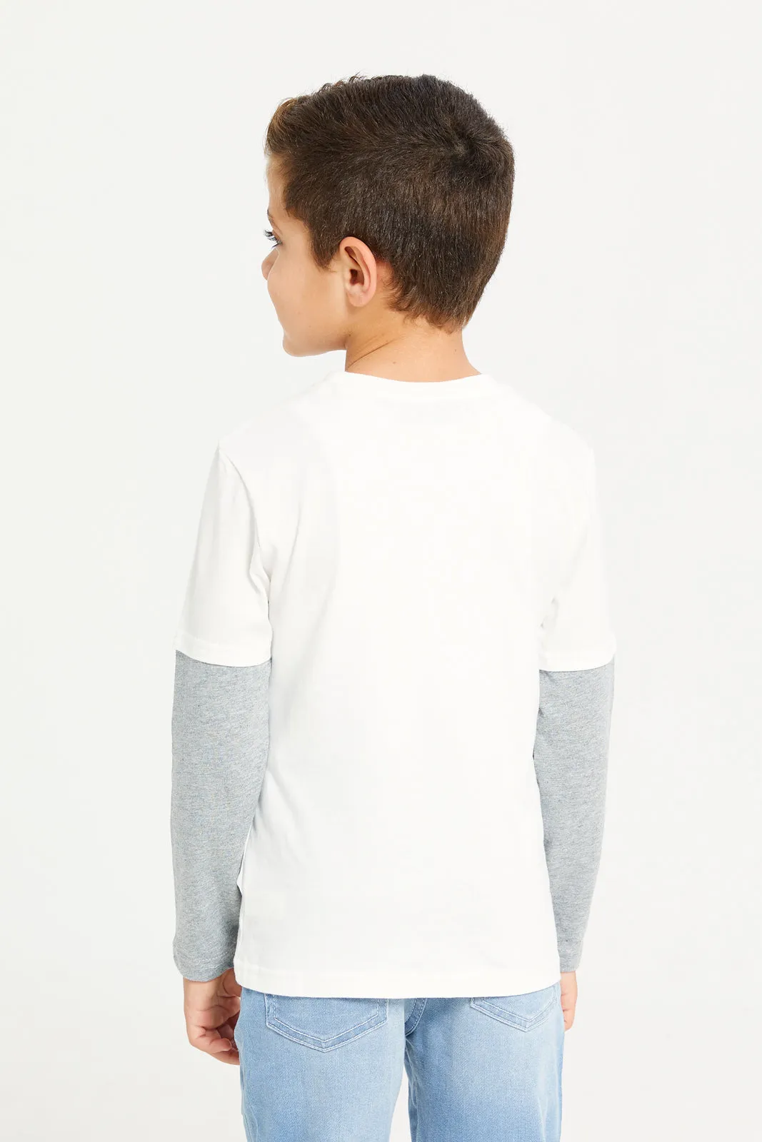 Boys White And Blue Handsome Print T-Shirt sold by Redtag product image thumbnail 3