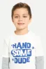 Boys White And Blue Handsome Print T-Shirt sold by Redtag