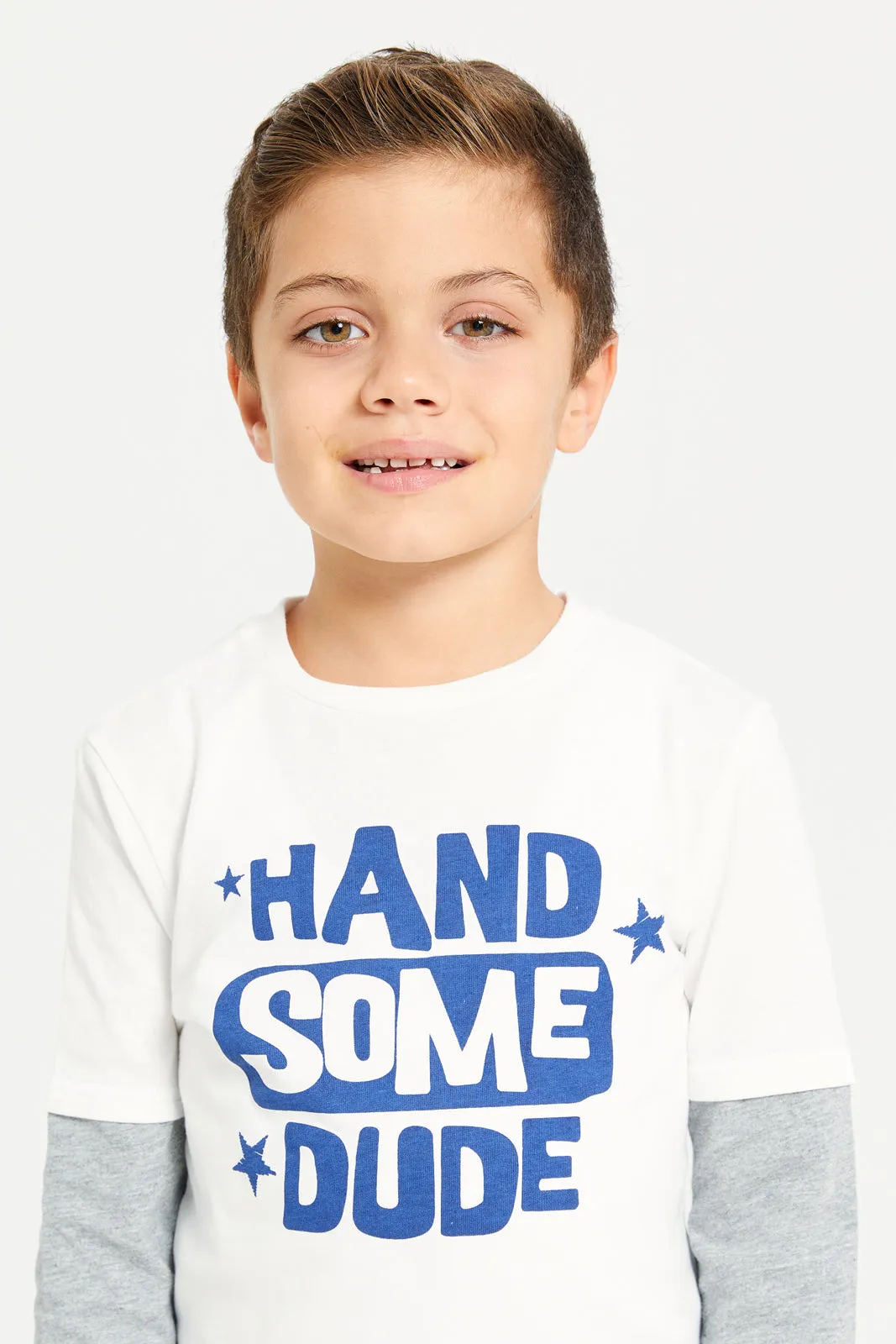 Boys White And Blue Handsome Print T-Shirt sold by Redtag product image thumbnail 4