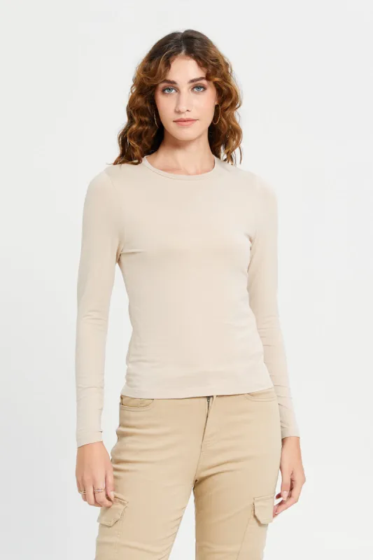Women Beige Basic T-Shirt sold by Redtag