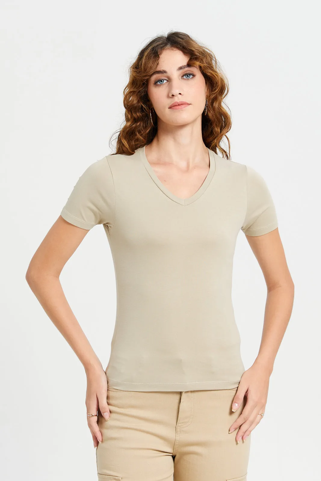 Women Beige Basic T-Shirt sold by Redtag