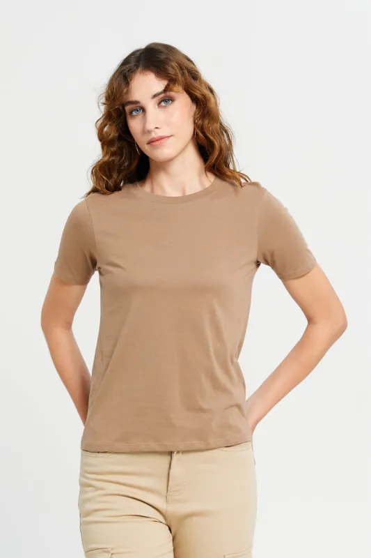 Women Brown Basic T-Shirt sold by Redtag