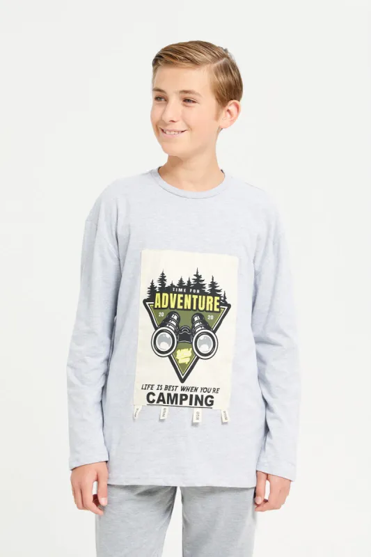 Senior Boys Grey Adventure Print T-Shirt sold by Redtag