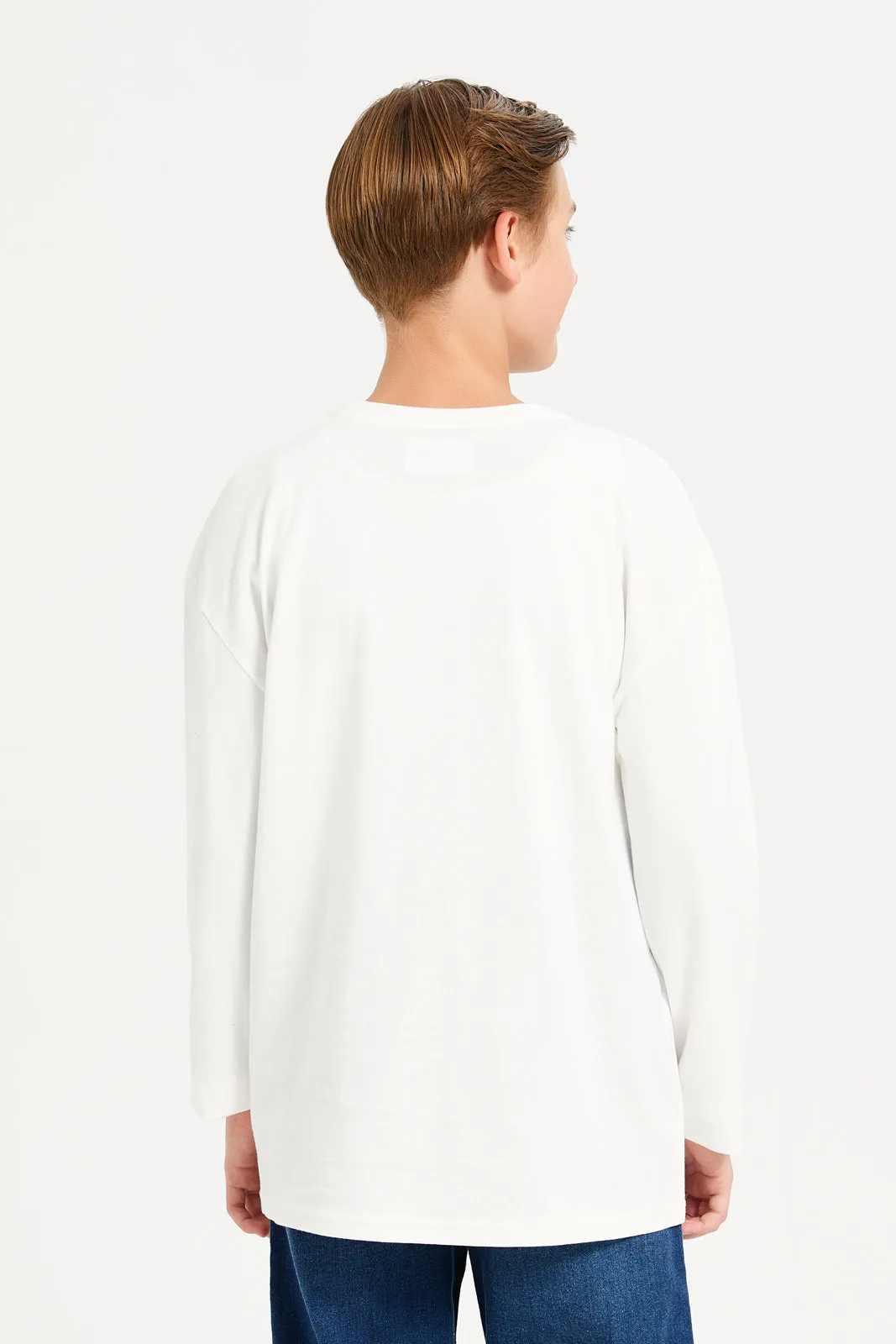 Senior Boys White Car Print Long Sleeved T-Shirt sold by Redtag product image thumbnail 3