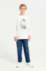 Senior Boys White Car Print Long Sleeved T-Shirt sold by Redtag