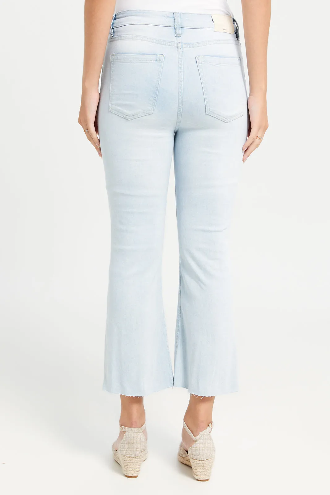 Women Blue Cropped Flared Jeans sold by Redtag product image thumbnail 3