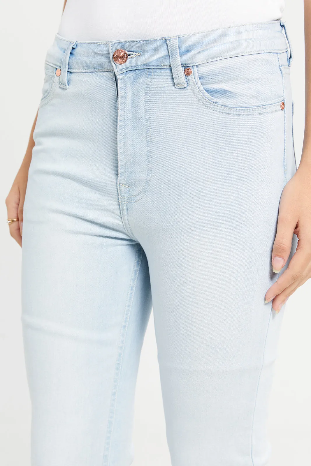 Women Blue Cropped Flared Jeans sold by Redtag product image thumbnail 4