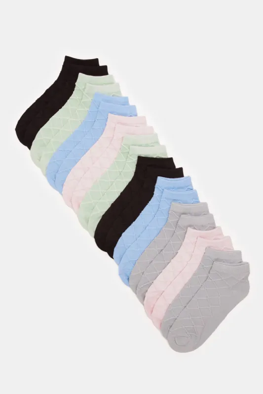 Women Assorted Basic Ankle Length Socks (10 Pairs) sold by Redtag