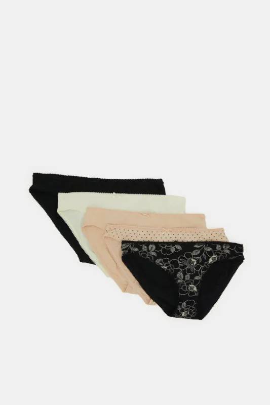 Women Assorted Print And Solid Bikini Brief Set (Pack of 5) sold by Redtag