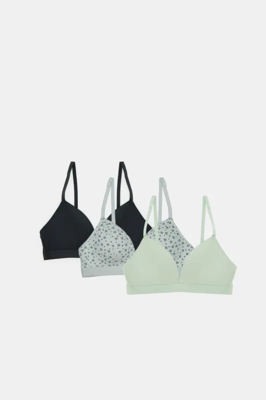 Women Assorted Printed And Solid Padded Non-Wired Bra (Pack of 3) sold by Redtag