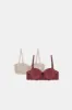 Women Pink And Burgundy Lace Balconette Bra Set (Pack of 2) sold by Redtag