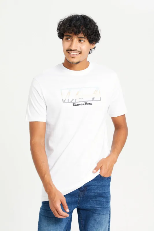 Men White Marcelo Short Sleeve Printed T-Shirt sold by Redtag
