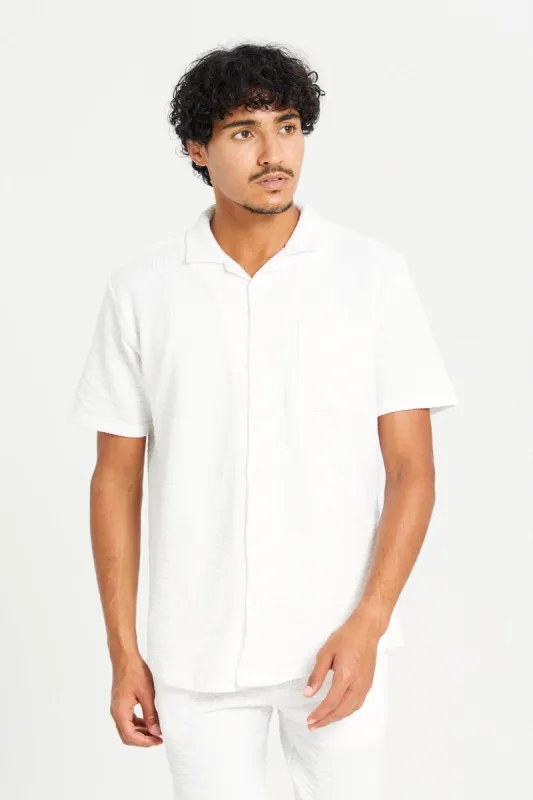 Men Ivory Jacquard Lounge Shirt sold by Redtag