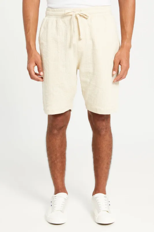 Men Beige Jacquard Lounge Short sold by Redtag