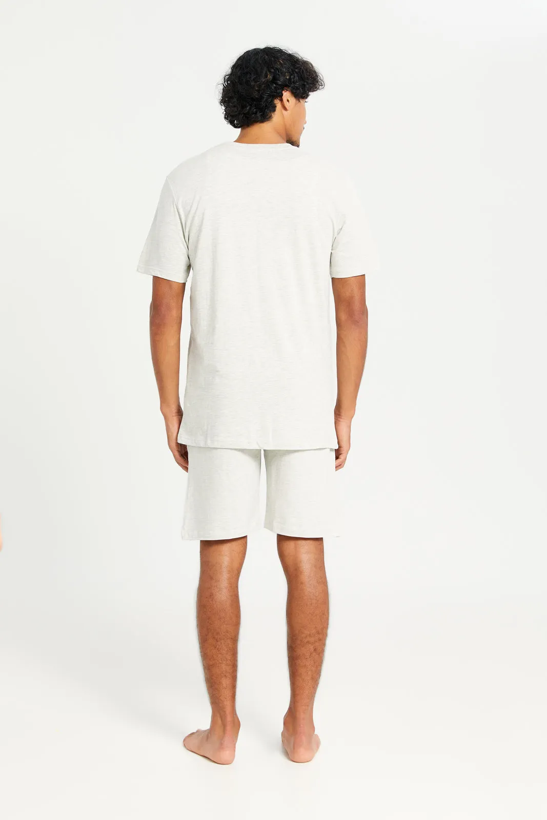 Men Ecru Plain T-Shirt And Short Pyjama Set (2 Piece) sold by Redtag product image thumbnail 4