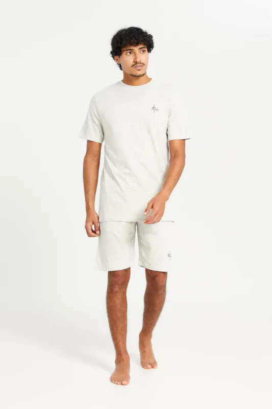 Men Ecru Plain T-Shirt And Short Pyjama Set (2 Piece) sold by Redtag
