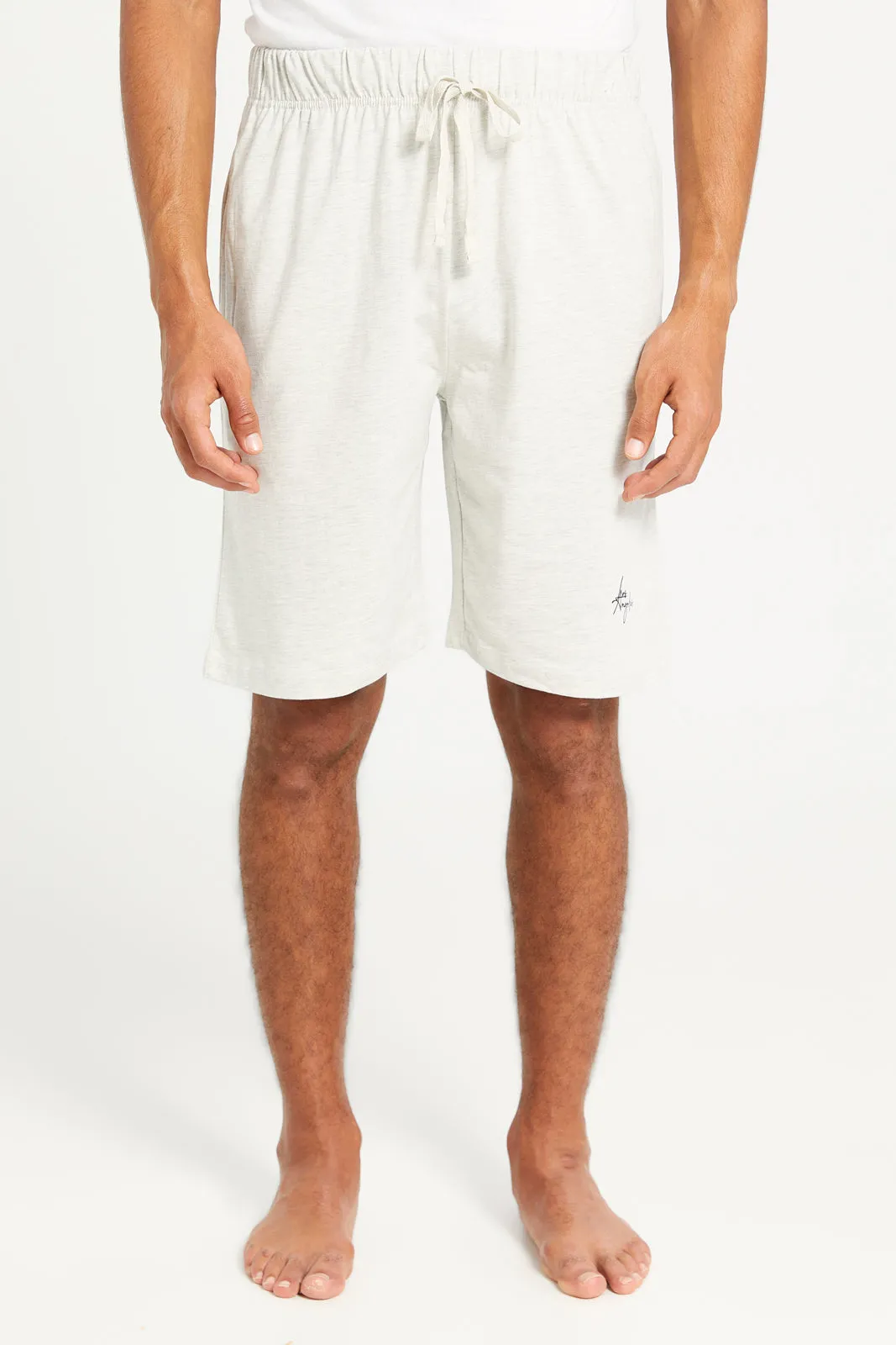 Men Ecru Plain T-Shirt And Short Pyjama Set (2 Piece) sold by Redtag product image thumbnail 3