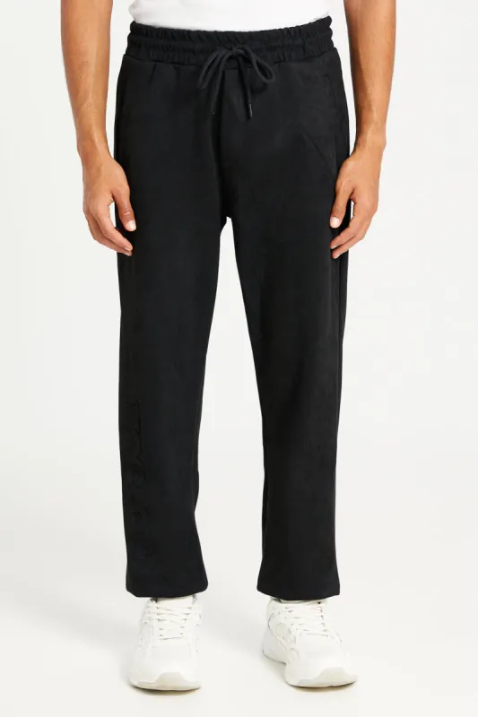 Men Black Embossed Joggers sold by Redtag