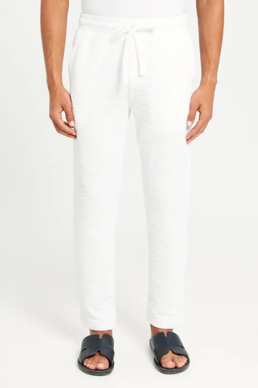 Men Ivory Jacquard Lounge Pants sold by Redtag