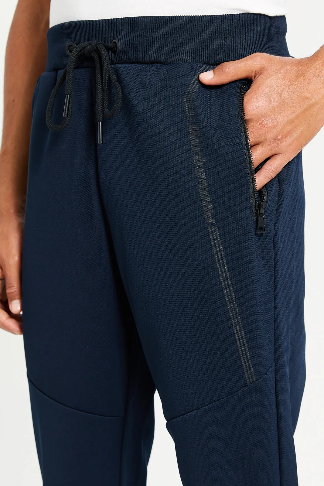 Men Navy Athletic Track Pants sold by Redtag product image thumbnail 4