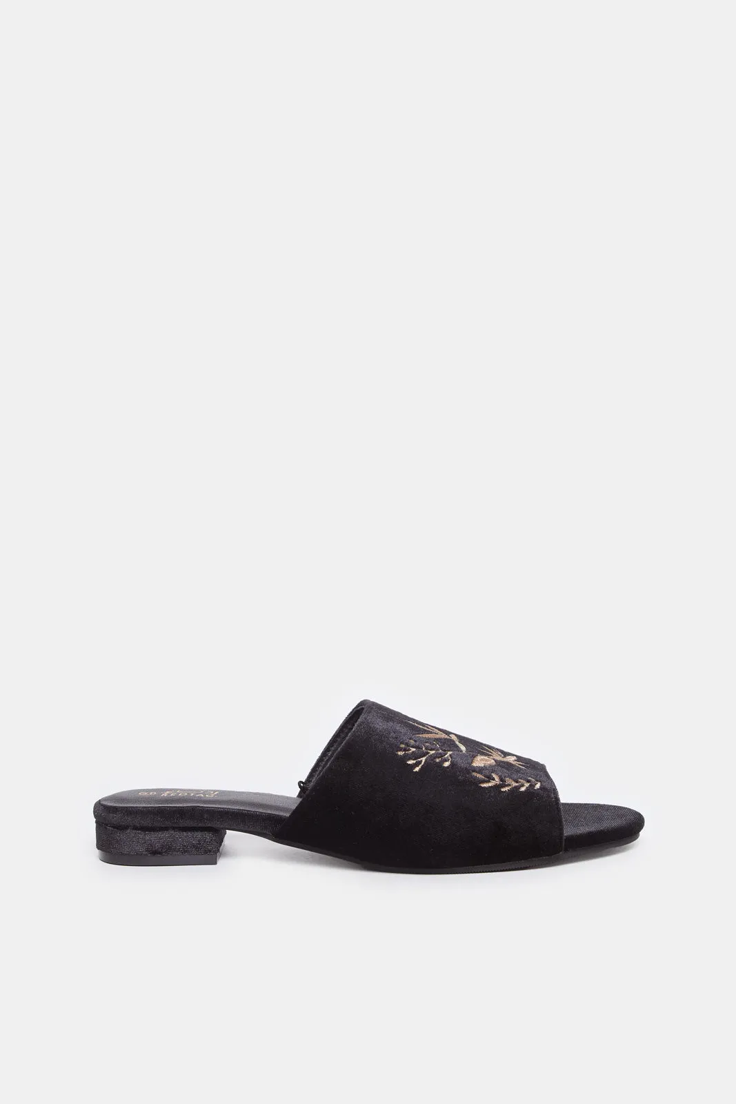 Women Black Embroidered Mule sold by Redtag