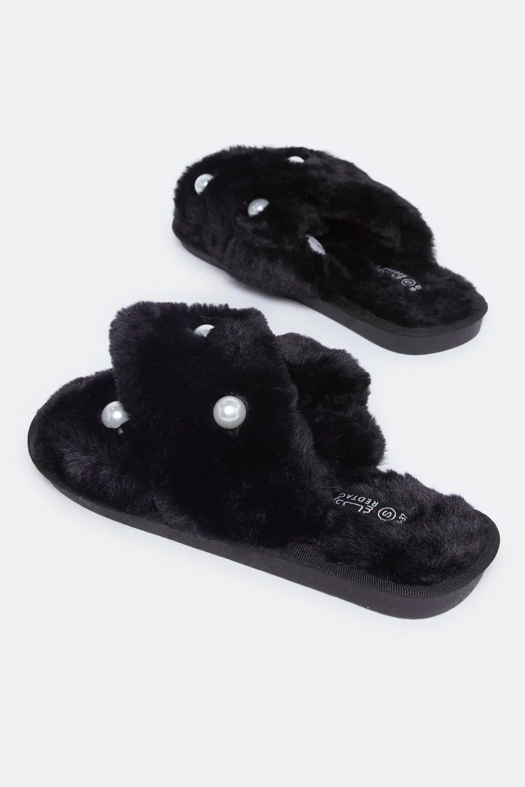 Women Black Pearl Embellished Trim Slipper sold by Redtag product image thumbnail 4