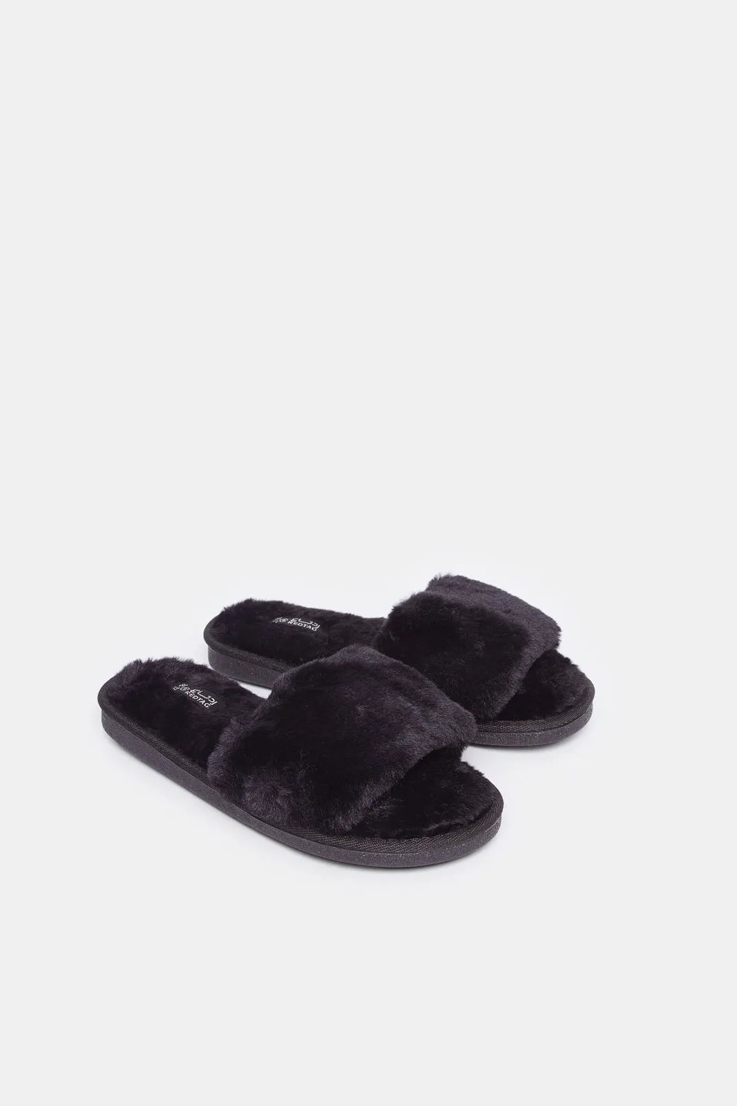Women Black Solid Textured Slipper sold by Redtag product image thumbnail 2