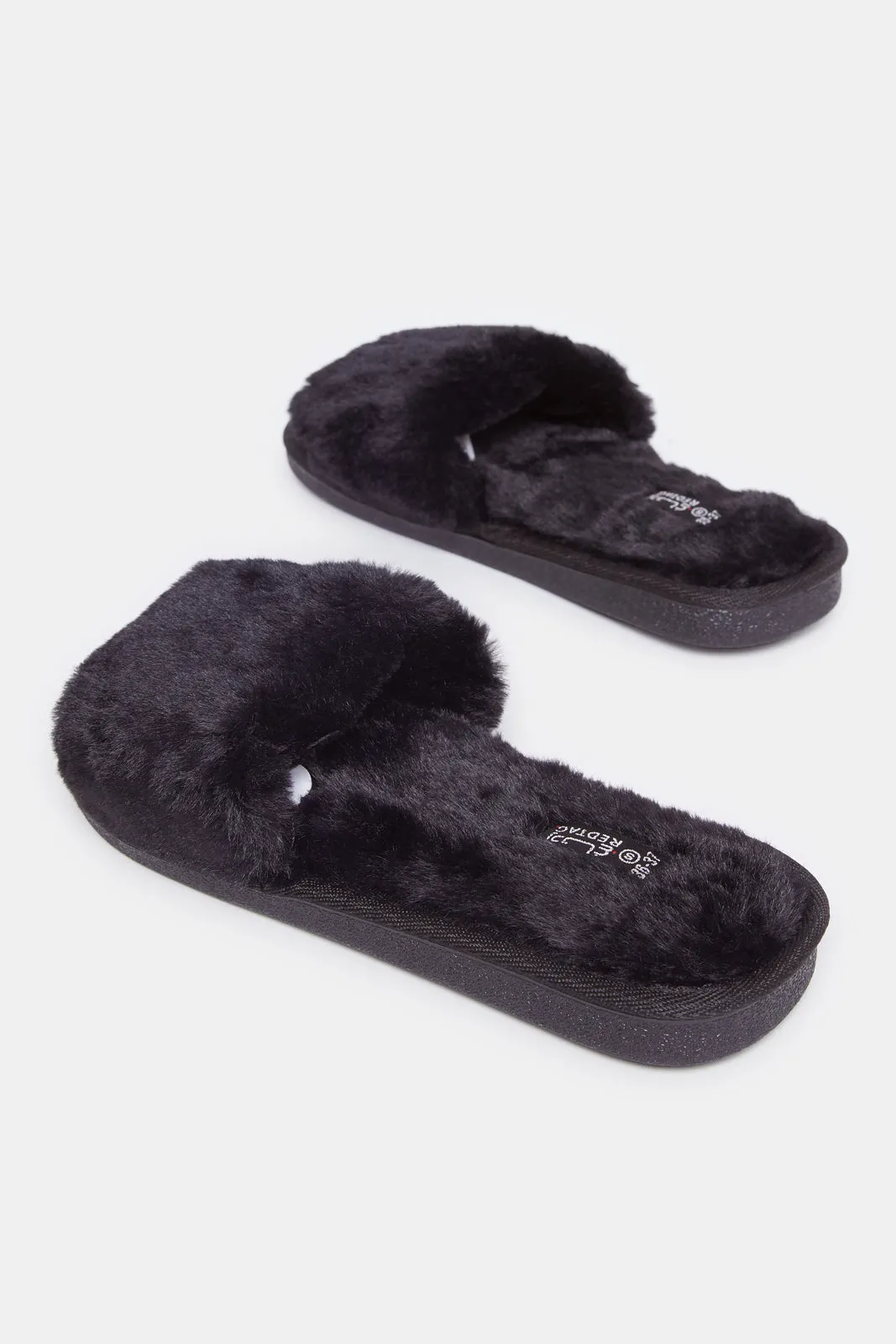 Women Black Solid Textured Slipper sold by Redtag product image thumbnail 4