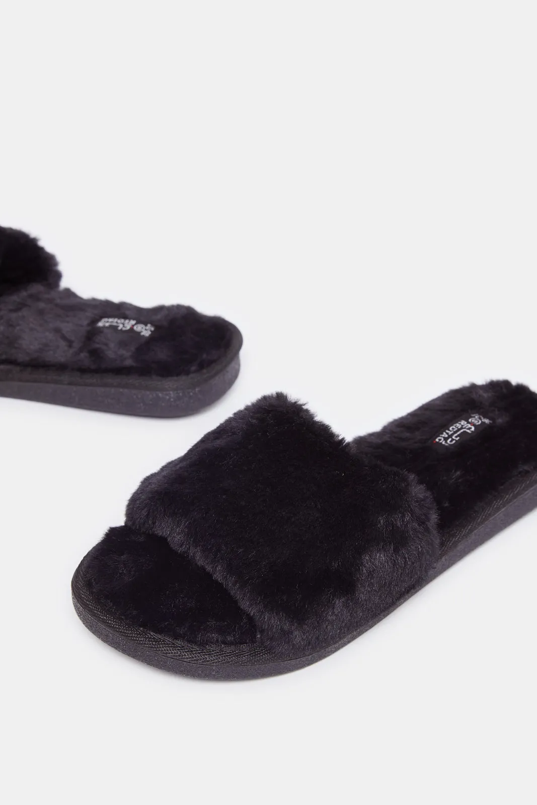 Women Black Solid Textured Slipper sold by Redtag product image thumbnail 3