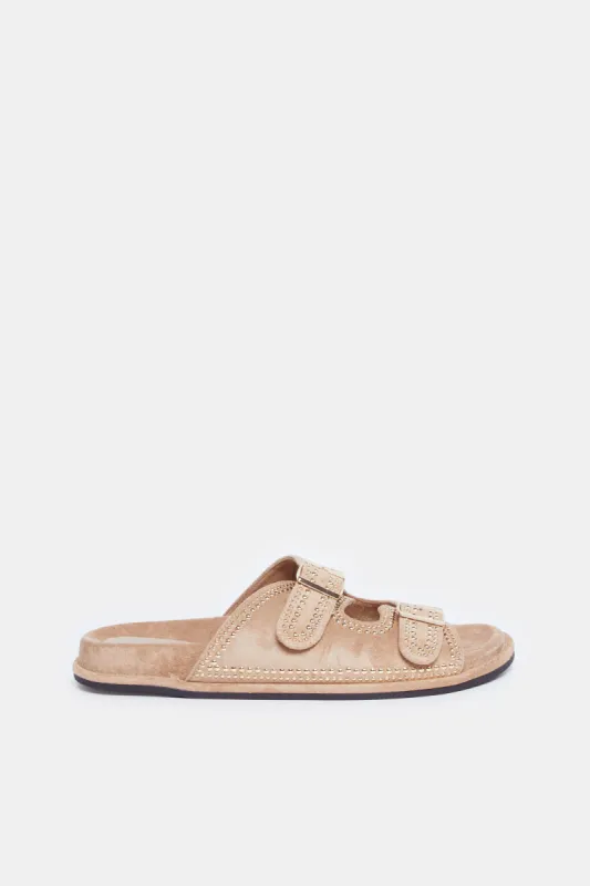 Women Brown Stud Comfort Mule sold by Redtag