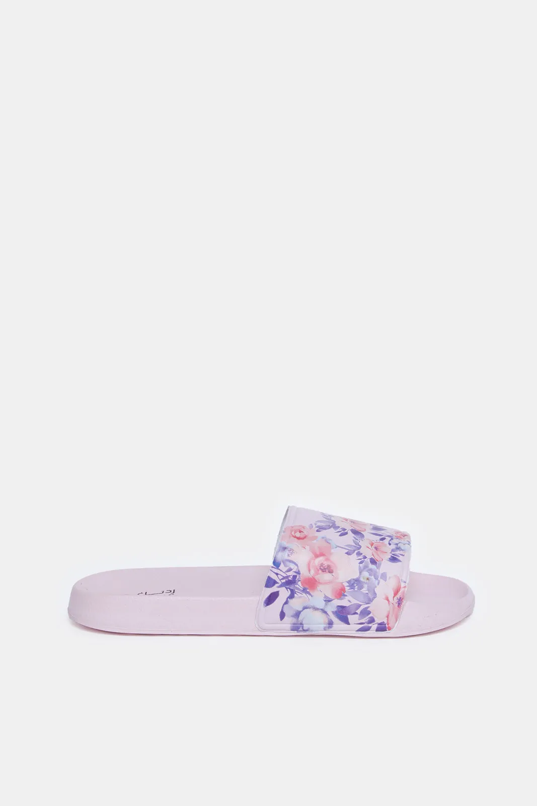 Women Pink Floral Print Slide sold by Redtag