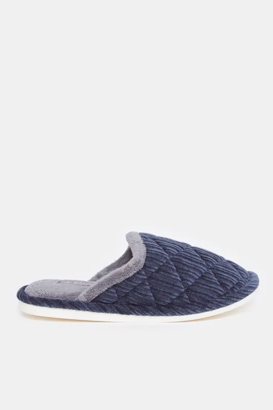 Men Navy Textured Slide Slipper sold by Redtag