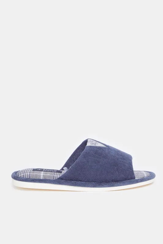 Men Navy Textured Solid Slipper sold by Redtag
