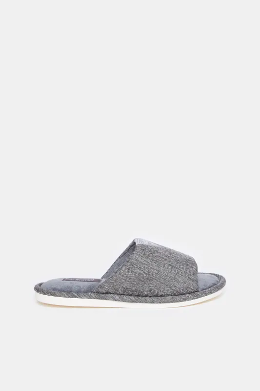 Men Grey Fabric Block Slipper sold by Redtag