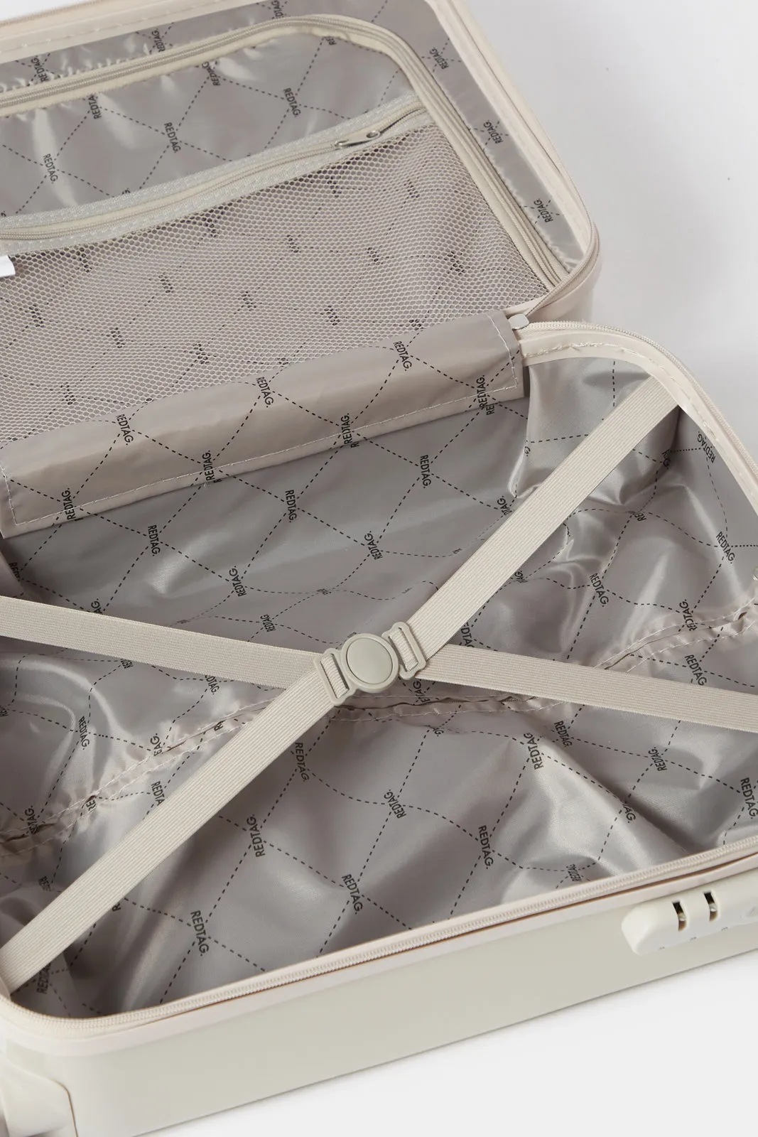 Cream Textured Trolley Luggage (28 Inch) sold by Redtag