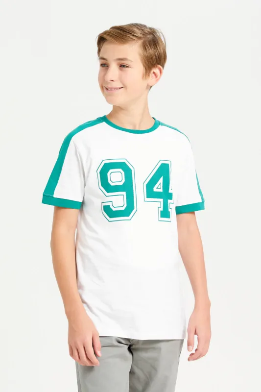 Senior Boys White KSA Printed T-Shirt sold by Redtag