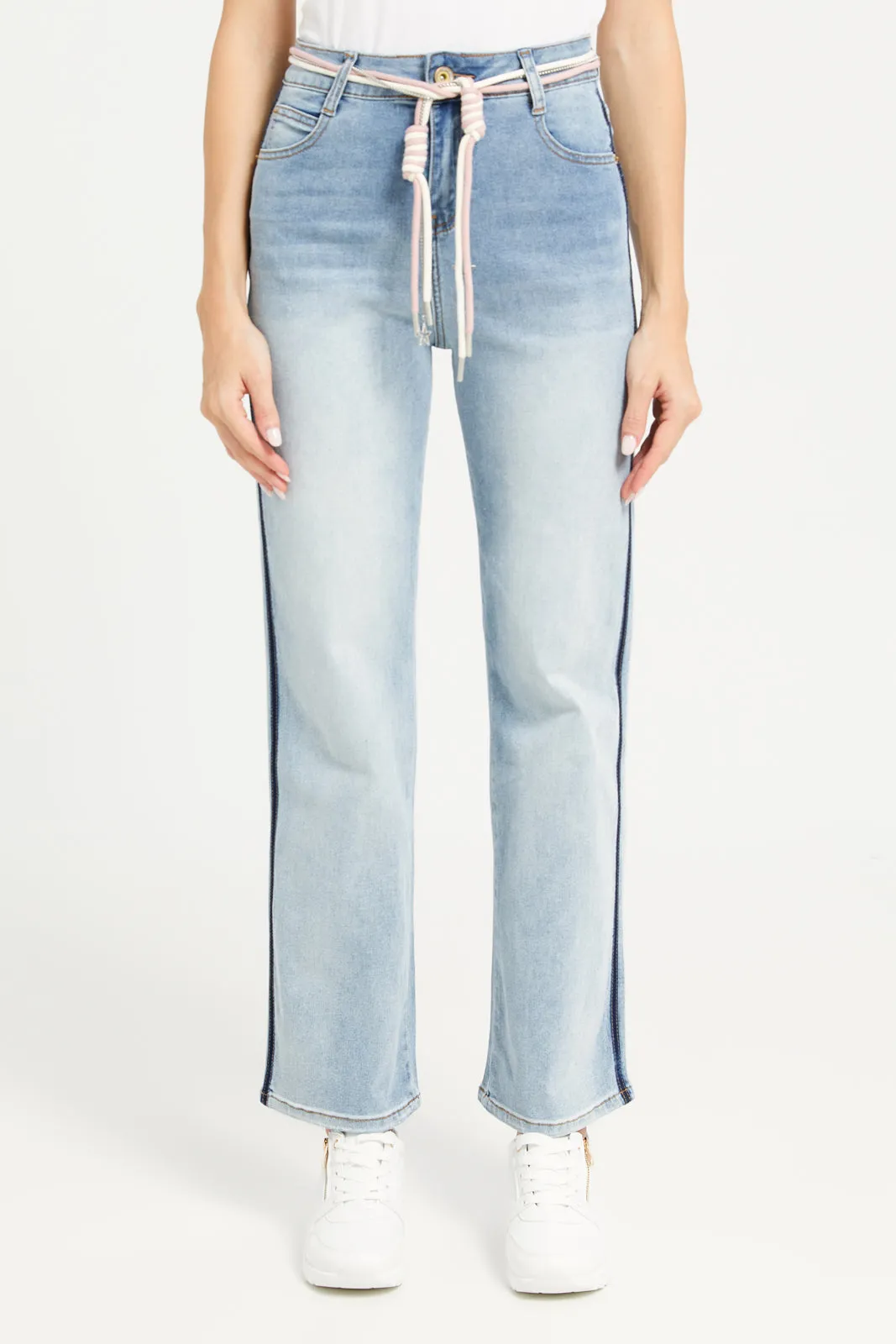 Women Blue Toggle Belt Denim Jeans sold by Redtag