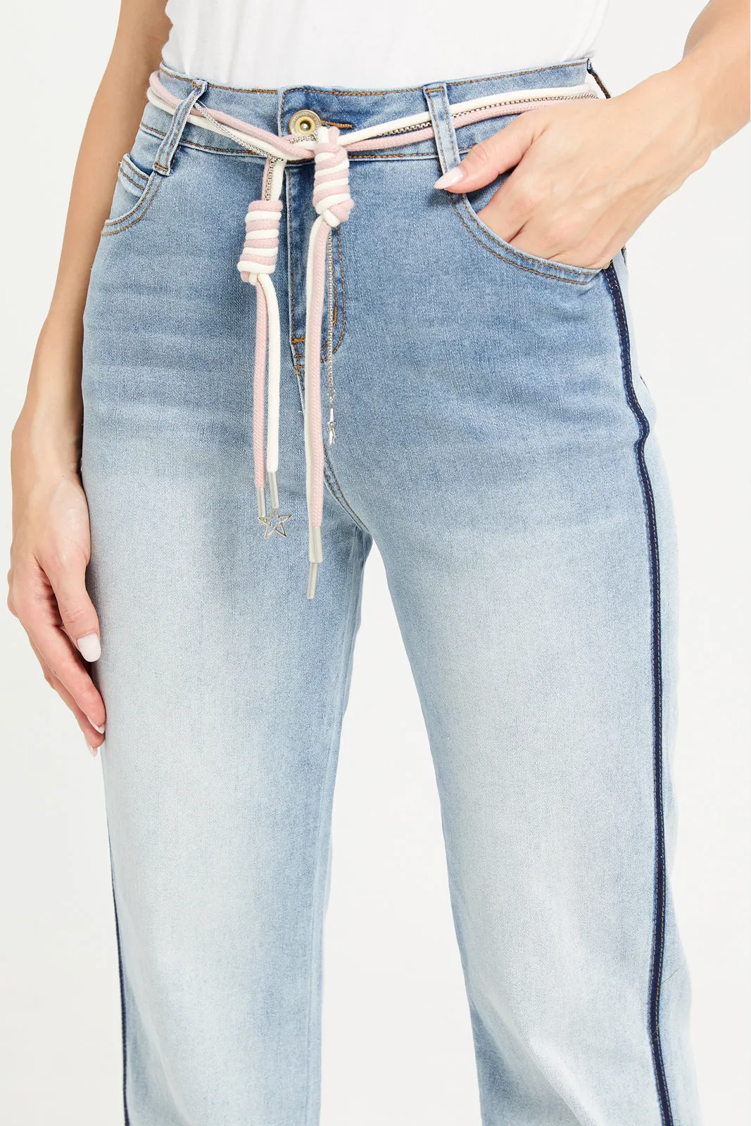 Women Blue Toggle Belt Denim Jeans sold by Redtag product image thumbnail 4