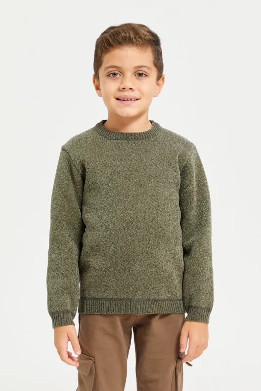 Boys Green Chenille With Fleece Lining Bonded Pullover sold by Redtag