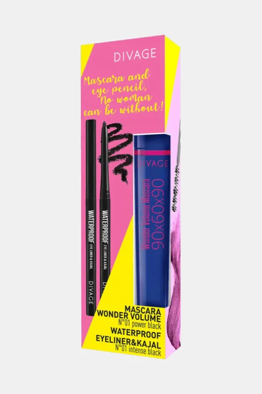 Mascara Wonder Volume & Eye Liner & Kajal Waterproof  Black 01 sold by Redtag
