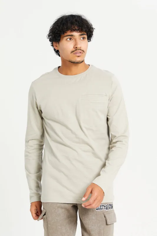 Men Grey Long Sleeve T-Shirt sold by Redtag