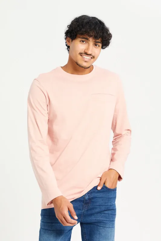 Men Pink Long Sleeves T-Shirt sold by Redtag
