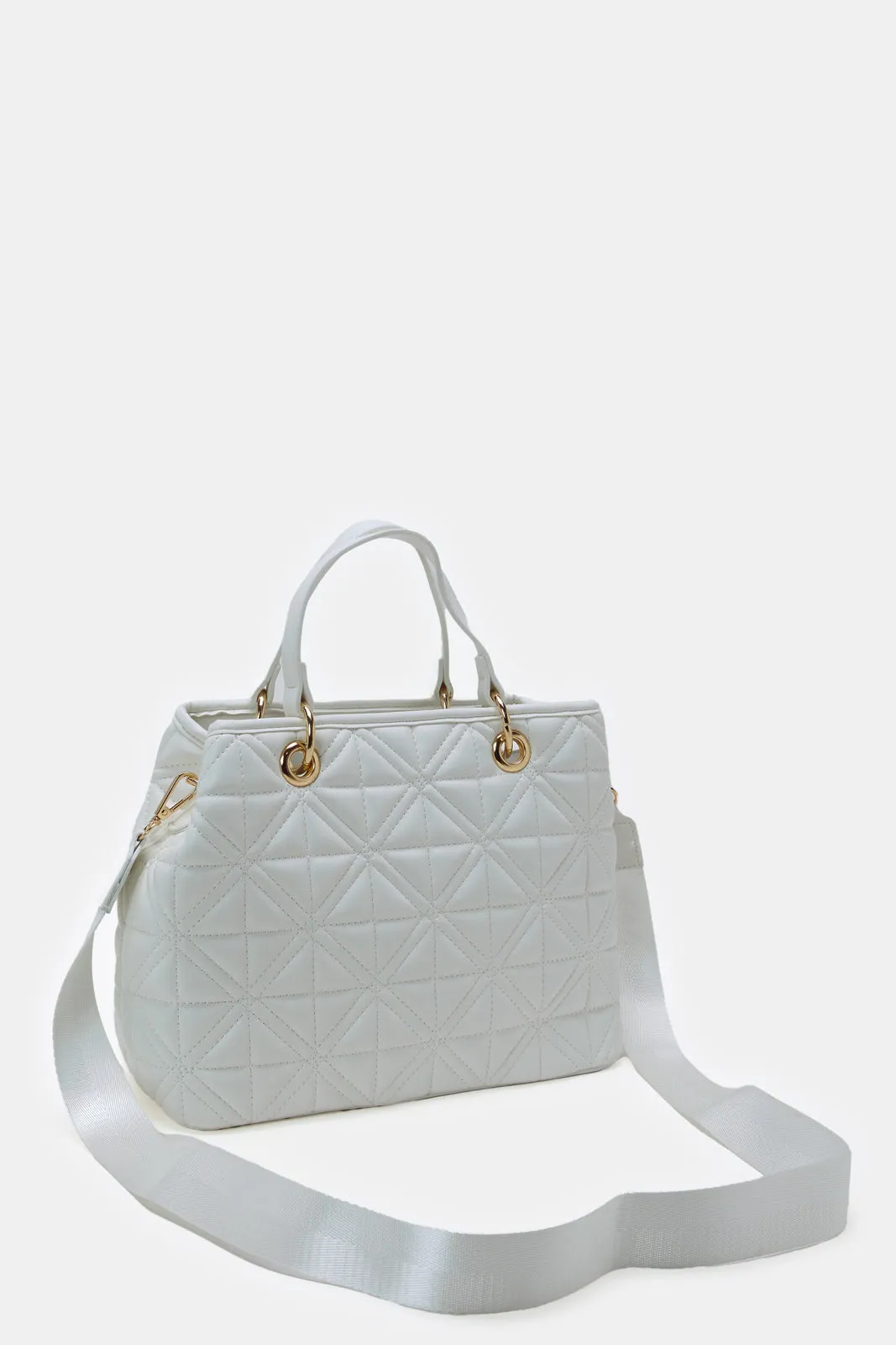 Women White Textured Day Bag sold by Redtag product image thumbnail 2