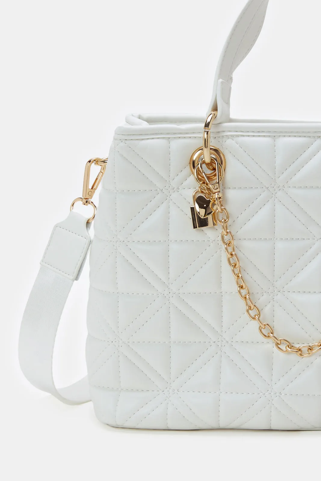 Women White Textured Day Bag sold by Redtag product image thumbnail 3