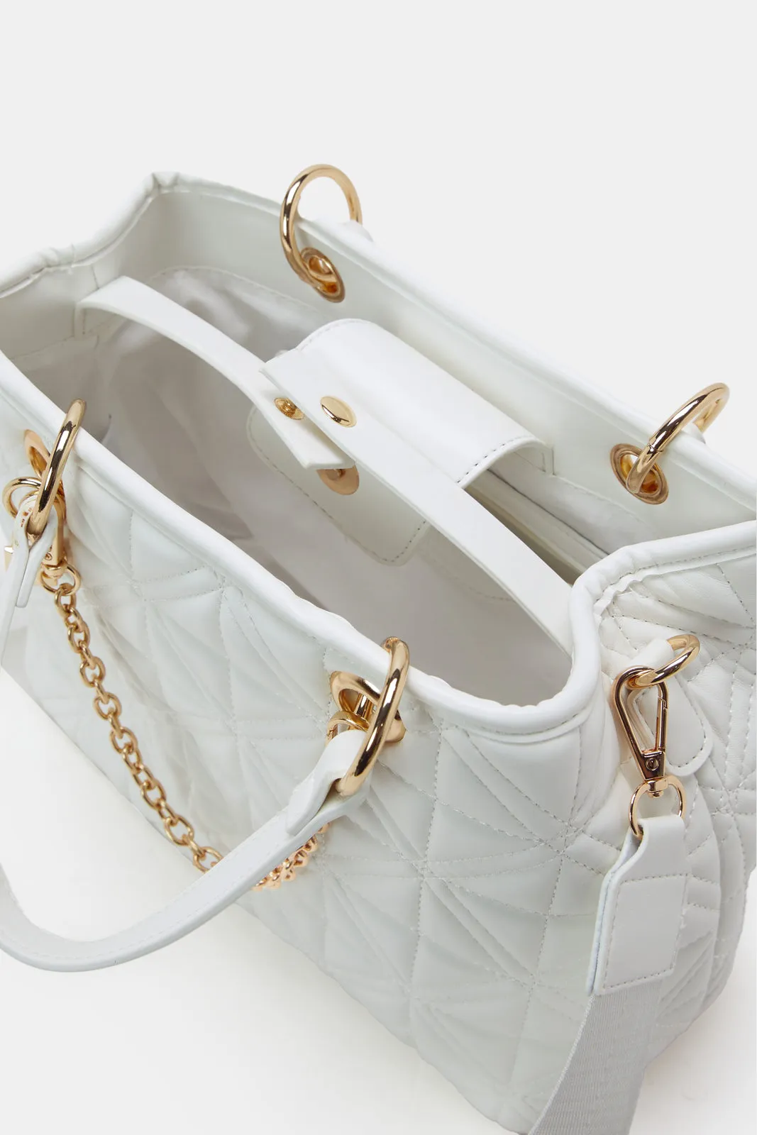 Women White Textured Day Bag sold by Redtag product image thumbnail 4